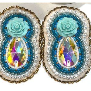 Flower & Glass Seed Bead Earrings